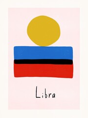 Libra zodiac illustration. Scandinavian poster horoscope set. Decor wall baby interior. Libra horoscope gift postcard illustration.