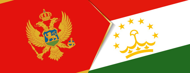 Montenegro and Tajikistan flags, two vector flags.