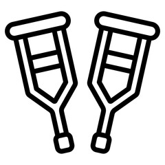 
A mobility aid icon in flat style, crutches vector 

