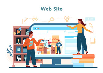 Librarian online service or platform. Library staff lending out