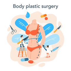 Plastic surgeon concept. Idea of body correction. Implant and liposuction