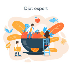 Nutritionist concept. Diet plan with healthy food and physical