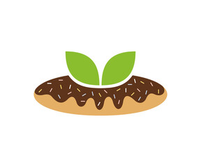 Donuts Leaf logo design vector template, Bakery logo concept, Creative icon symbol
