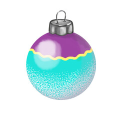 illustration of glass round Christmas ball for Christmas tree decoration.isolated on a white background
