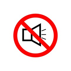 Sign not allowed to make noise. Silent mode. Sticker. Vector illustration