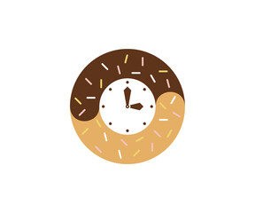 Donuts Clock logo design vector template, Bakery logo concept, Creative icon symbol