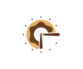 Donuts Clock logo design vector template, Bakery logo concept, Creative icon symbol