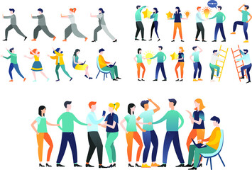 Vector illustration. Flat design. A large set of different people. Images for business. Colleagues. Friends. The fellowship of friends.