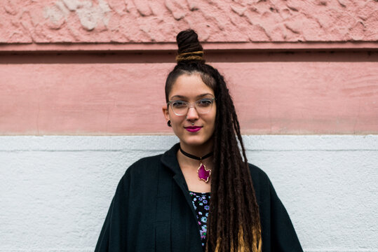Portrait of woman with dreadlocks