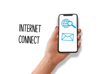 connessione a internet mail ricerca web mano con telefono lavoro telefonino 