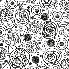 Square pattern. Hand drawn abstract background. Design for spiritual relaxation for adults. Black and white illustration
