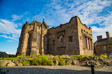 Fototapeta na wymiar fachada trasera de Iglesia capilla interior de castillo de Edimburgo