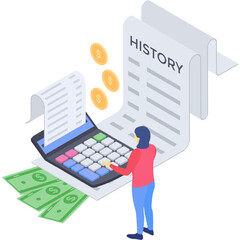 Payment record icon in isometric design 