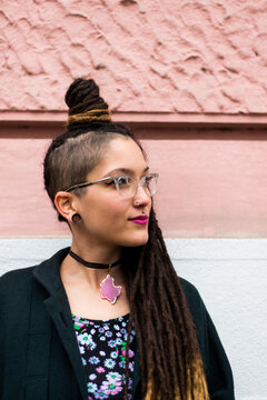 Portrait of woman with dreadlocks