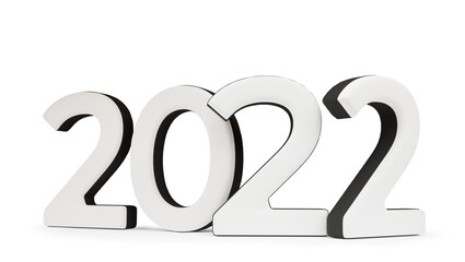 2022 bold letters symbol isolated on white 3d-illustration