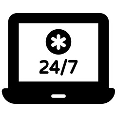 
Icon of 24/7hr support in flat design
