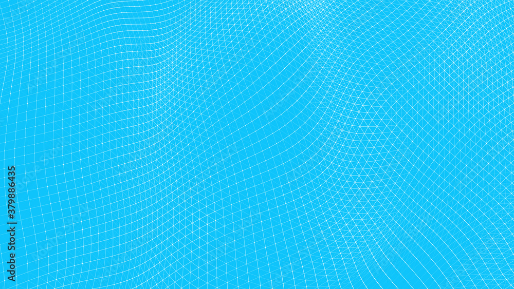 Poster abstract dynamic wave of points and lines. perspective grid. big data. network of particles. digital