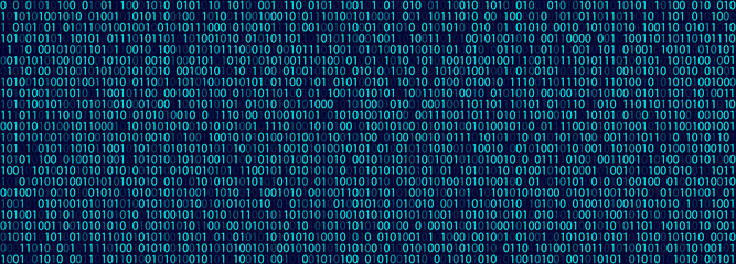 Binary computer code. Blue matrix of zeros and ones. Abstract digital background. Vector Illustration.