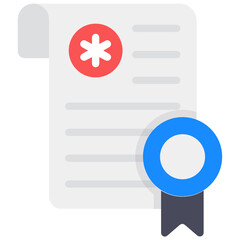 
An official authorized document, flat design of medical certificate icon
