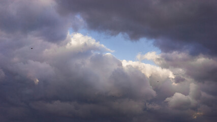 Fototapeta premium blue sky with clouds, clouds in the sky, epic dramatic cloudy sky before the thunder