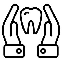 
Tooth in hands denoting concept of dental care icon
