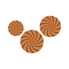 Candy shop logo with 3 candies and type design isolated on white background. Vector illustration. Easy to use in your own design