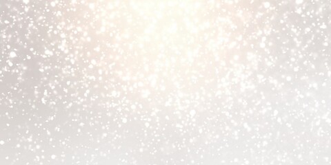 Large flakes of snow on light silver defocused background. Outdoor shiny winter illustration. Soft texture. Pastel empty banner for holidays design.