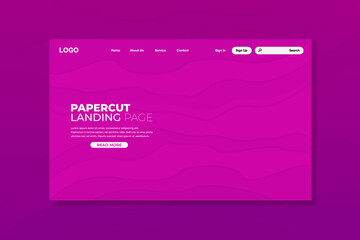 Colorful papercut landing page, interface design, vector