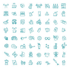 Coffee vector icons set. Thin line design