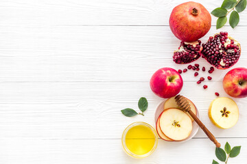 Apple pomegranaye and honey for Rosh Hashanah jewish new year