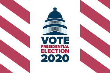 Fototapeta na wymiar The 2020 United States Presidential Election concept. Template for background, banner, card, poster with text inscription. Vector EPS10 illustration.