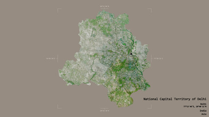 National Capital Territory of Delhi - India. Bounding box. Satellite
