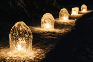 Ice Lanterns in Snow