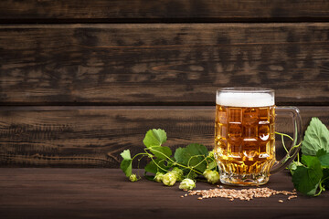Mug of Beer with malt and hops