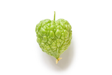Heart shaped bitter gourd fruit (Valentine gourd) isolated on the white background