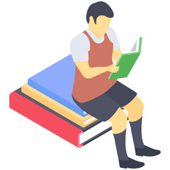 
Isometric icon of student in class 
