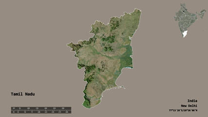 Tamil Nadu, state of India, zoomed. Satellite