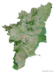 Tamil Nadu, state of India, on white. Satellite © Yarr65