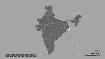 Location of Tripura, state of India,. Bilevel