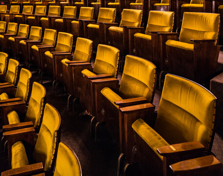 Golden cinema or theatre empty seats