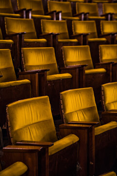 Golden cinema or theatre empty seats