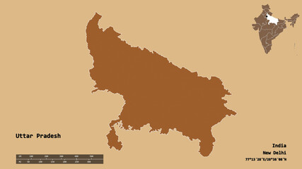 Uttar Pradesh, state of India, zoomed. Pattern