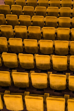 Golden cinema or theatre empty seats