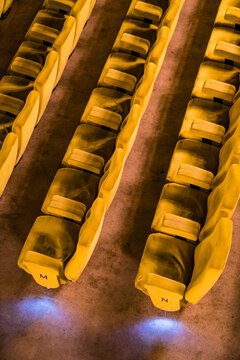Golden cinema or theatre empty seats
