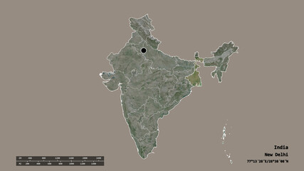 Location of West Bengal, state of India,. Satellite