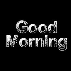 Good Morning brush paint hand drawn lettering on black background. Design templates for greeting cards, overlays, posters