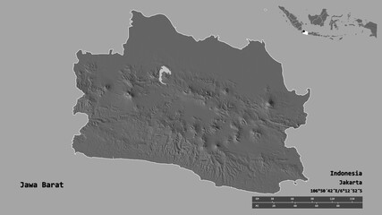 Jawa Barat, province of Indonesia, zoomed. Bilevel © Yarr65