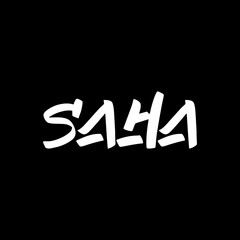 Saha brush paint hand drawn lettering on black background. Thanks in arabian language templates for greeting cards, overlays, posters