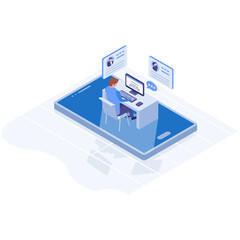 
Isometric illustration design of website builder 
