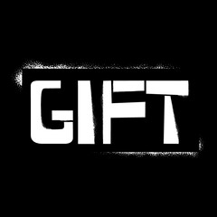 Gift stencil graffiti on black background. Design lettering templates for greeting cards, overlays, posters